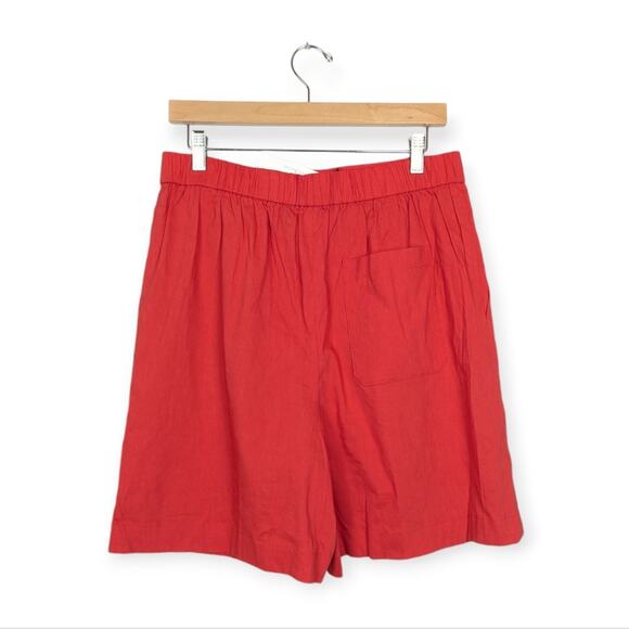 NWT Theory Poppy Stretch Linen Pleated Pull-On Shorts Size L - Picture 2 of 9